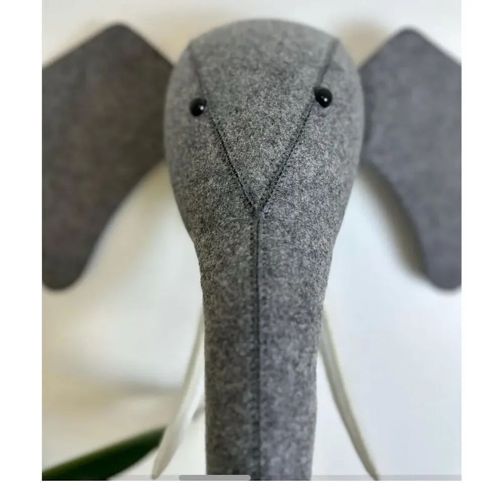 Gray Felt Elephant - Picture 2 of 5